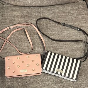 henri bendel Pink Pearl Stud Crossbody & Black White Stripe Crossbody Duo